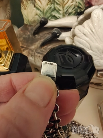 Ретро масивна сребърна огърлица с малахит , снимка 6 - Колиета, медальони, синджири - 52913901