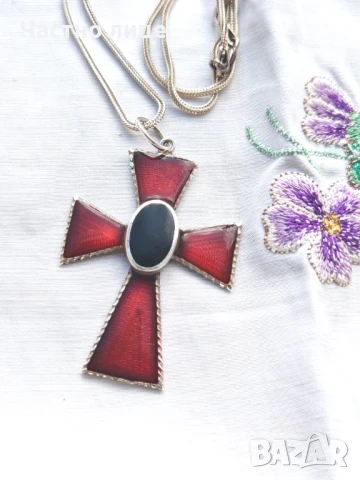 Старинен Антикварен Сребърен Италиански Кардиналски Кръст