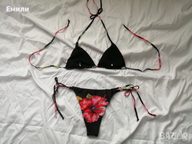 Нов комплект дамски бански от две части с принт цветя хибискус р-р M, L, снимка 14 - Бански костюми - 50620476