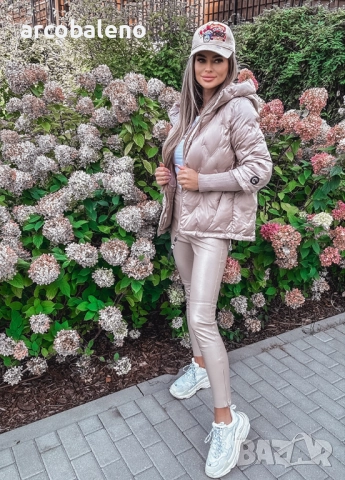 Ватирано дамско яке с качулка и декоративни ръкави, снимка 11 - Якета - 51782137