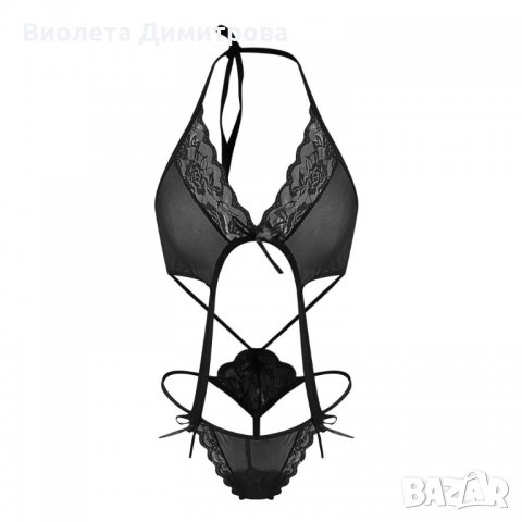 B1159 Секси бельо, еротичен комплект от тюл и дантела в черно. Секси модел, снимка 4 - Бельо - 35042524