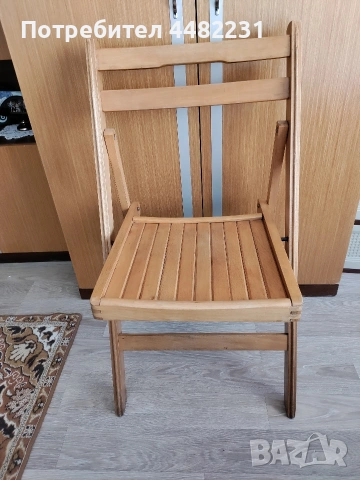Продавам 6 броя сгъваеми дървени столове изработени в гр.Банско вис.44см.шир.45см.дълб.44см., снимка 5 - Столове - 53040538