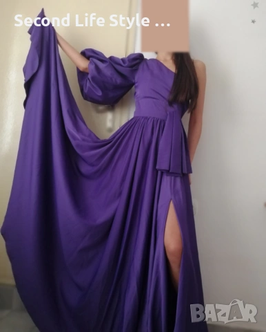 Дълга луксозна официална бална / вечерна / абитуриентска лилава рокля р-р XS - марка Actualee