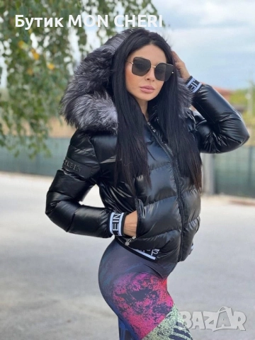 Дамско зимно яке Philipp Plein , черно , лак , снимка 2 - Якета - 51660594