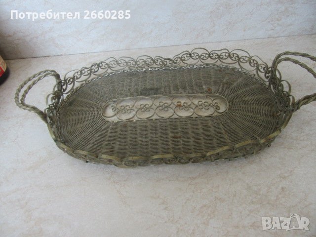 СТАРИНЕН ПОСРЕБРЕН МЕТАЛЕН ПОДНОС