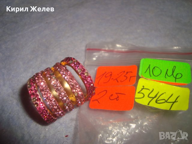 ПОЗЛАТЕН МЕДЕН АЖУРЕН МОДЕН АРТ ПРЪСТЕН с РОЗОВИ КРИСТАЛЧЕТА 5464, снимка 9 - Пръстени - 37510248