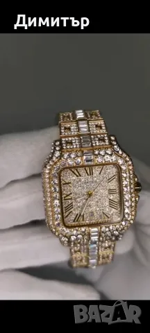 Златен унисекс часовник Cartier, снимка 1 - Други - 48446029