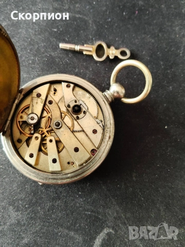 Швейцарски джобен часовник 1900г. с посребрени капаци - с ключе - ПЕРФЕКТЕН - ПРОМОЦИЯ, снимка 14 - Джобни - 48361698