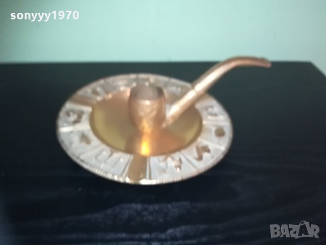 АНТИКА-свещник-лула/мед месинг-ВНОС ШВЕИЦАРИЯ, снимка 10 - Колекции - 29085428