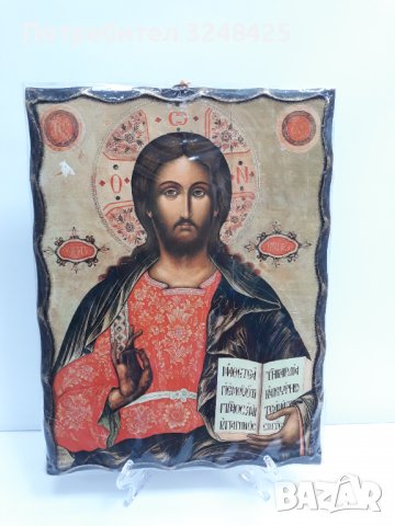 Голяма икона на Господ Вседържател Исус Христос - ръчна изработка, снимка 4 - Икони - 37640324