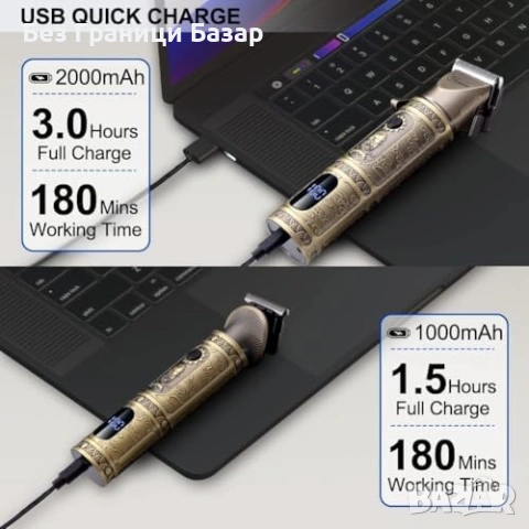 Нов мъжки Безжичен комплект машинка тример за брада нос LED дисплей Идеален подарък, снимка 6 - Машинки за подстригване - 54233656