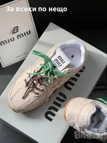 Miu Miu Дамски Бежови Маратонки👟Дамски Спортни Обувки В Бежов Цвят Миу Миу Код E218, снимка 3 - Маратонки - 50411379