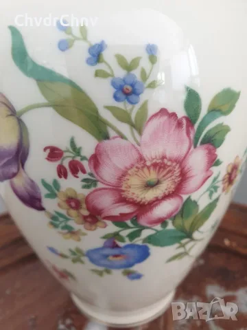 ALKA Bavaria Meissen 23см/АЛКА Бавария Майсен стара немска порцеланова ваза с капак-урна, снимка 3 - Вази - 55876499