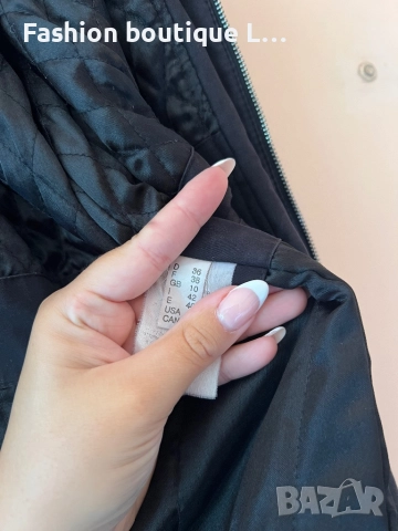 Дълго черно зимно яке с качулка и много джобове М размер с ластик в талията който се стяга 🖤, снимка 6 - Якета - 52401596