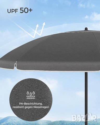 Плажен чадър / Градински Чадър с чупещо се рамо GPU065G01, снимка 6 - Градински мебели, декорация  - 42887548