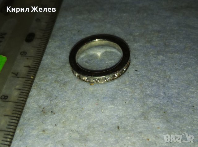 ФЕШЪН АРТ ПРЪСТЕН ХАЛКА БЛАГОРОДНА СТОМАНА с БЯЛА ПОЗЛАТА и ИСКРЯЩИ ФАСЕТИРАНИ ЦИРКОНИ 39257, снимка 6 - Пръстени - 42090155
