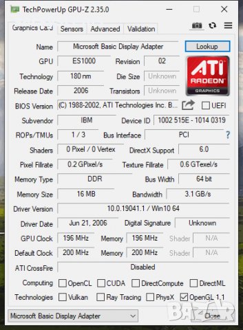 Видео карта IBM ATi ES1000 (RN50) 16MB PCI, снимка 10 - Видеокарти - 30521779