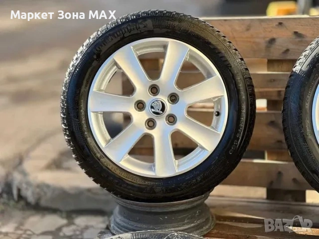 16” Оригинални джанти 5x112 + зимни гуми Continental – Skoda Octavia / Superb, снимка 6 - Гуми и джанти - 53144534