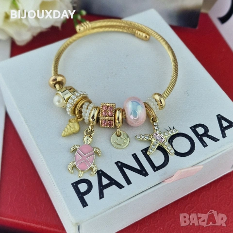 гривна на мъдрост и дълголетие с костенурка и розови камъни от медицинска стомана