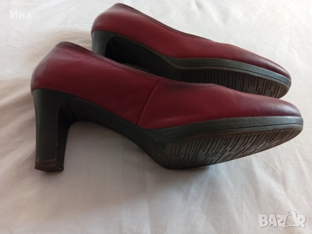 Тъмночервени обувки на TAMARIS естествена кожа, снимка 6 - Дамски обувки на ток - 52838134