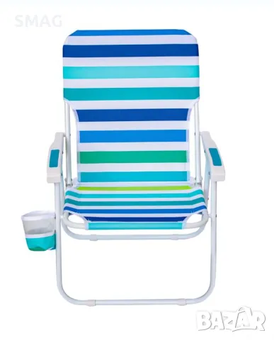 Плажен стол синьо зелено райе сгъваем с дръжки 58x56x74cm S_1222486, снимка 2 - Къмпинг мебели - 50045591