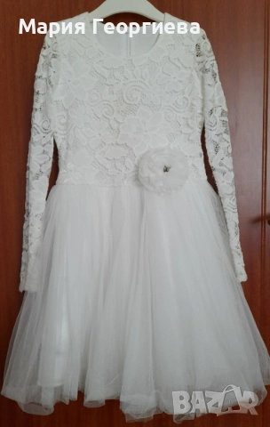 Рокля, бяла /красива детска, официална за 4-5 г. / РД, шаферка, парти / много топла шапка 