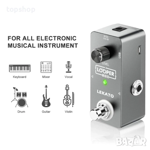 Нов LEKATO педал за китарен лупър, педал за повторения, 5 минути време за лупинг,  неограничени..., снимка 4 - Ресийвъри, усилватели, смесителни пултове - 51636403