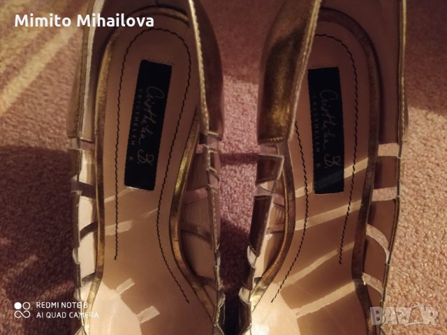 Златисти дамски обувки, снимка 3 - Дамски обувки на ток - 30261488