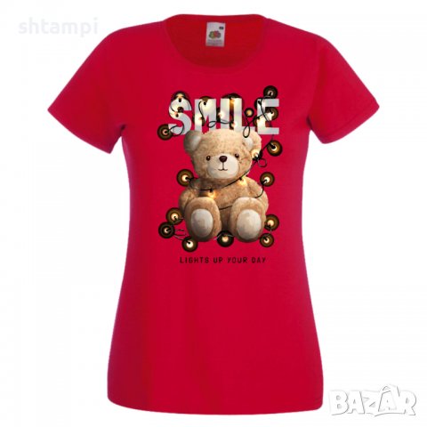 Дамска тениска bear SMILE,Мече,Меченце,Животно, Играчка,Изненада,Подарък,Повод,, снимка 5 - Тениски - 37292266