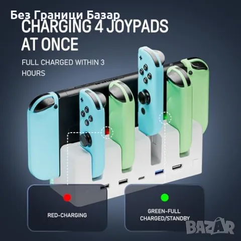 Нова Бърза Switch TV Dock 4K HDMI Зарядно с 7 LED цвята USB станция, снимка 5 - Друга електроника - 49396200