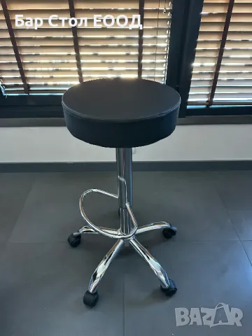 Бар стол на колелца Kiev хром + доставка и 2г гаранция, снимка 2 - Столове - 47930025