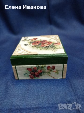 Дървена кутия за бижута с цветя - ръчно изработена, снимка 4 - Други - 31917533