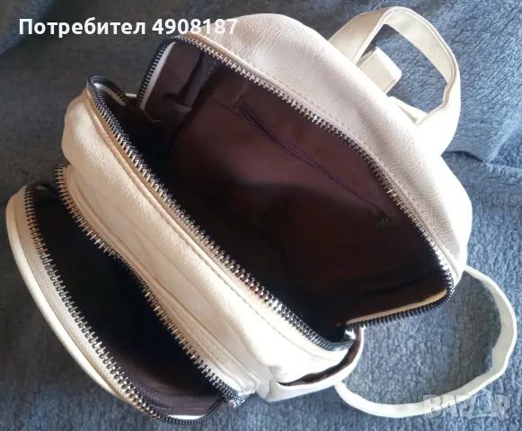 Бяла раница. Еко кожа, снимка 2 - Раници - 56039120