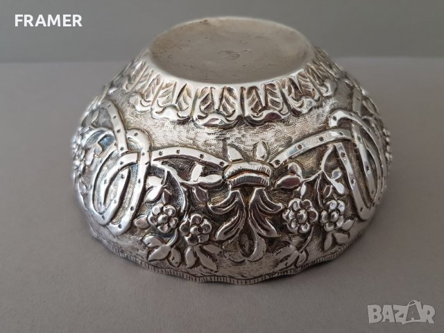 Сребърна двойно кована османска чаша тас с тугра ранен 19в, снимка 4 - Други ценни предмети - 38317517