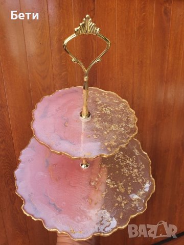 Поднос за сладки на 3 етажа и подложки за чаши, снимка 14 - Прибори за хранене, готвене и сервиране - 34827361