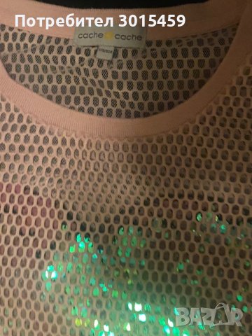 Уникална диско мрежеста блуза със сърце от паети, CASHE , снимка 9 - Тениски - 42651768