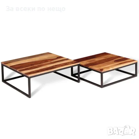 Комплект от 2 маси за кафе, шишамово дърво масив