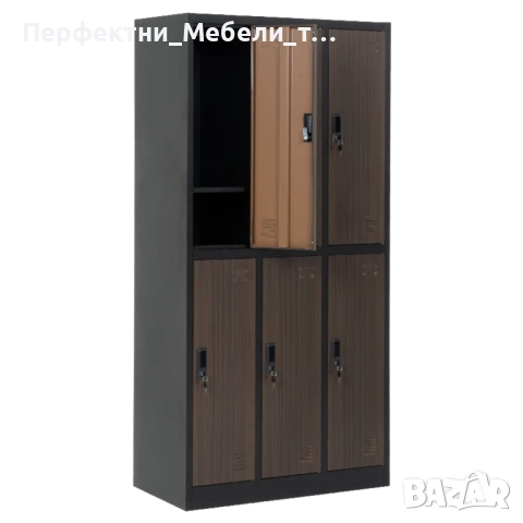Метален шкаф за 6 души лукс-цвят бук/бял или орех/черен-дизайнерска съблекалнята на зала