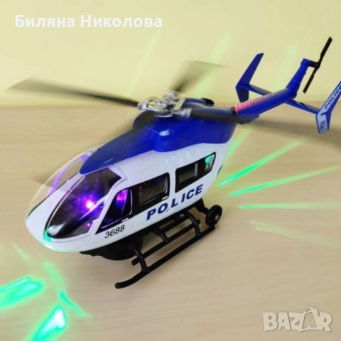 Полицейски хеликоптер със звукови и светлинни ефекти, снимка 3 - Влакчета, самолети, хеликоптери - 51733581
