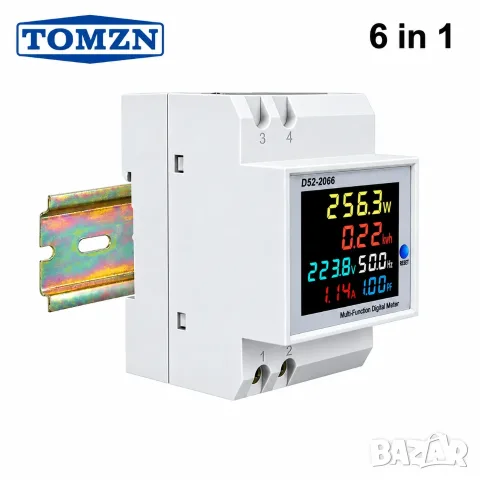 Подотчетен контролен електромер за DIN шина TOMZN 6 в 1 | 100A