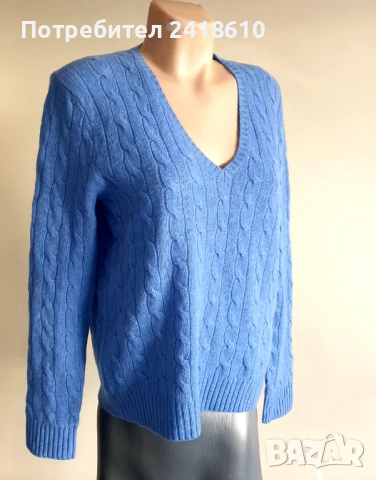 POLO Ralph Lauren Cable Wool / Cashmere Knit V - Neck Womens Size M ОРИГИНАЛ! Дамски Пуловер !, снимка 11 - Блузи с дълъг ръкав и пуловери - 52918656