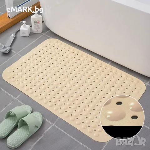 Постелка за баня, вана или душ кабина против хлъзгане с вендузи - размери 77см х 45см, снимка 1