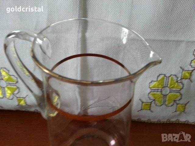 ретро стъклена кана гравирана , снимка 2 - Антикварни и старинни предмети - 40780387