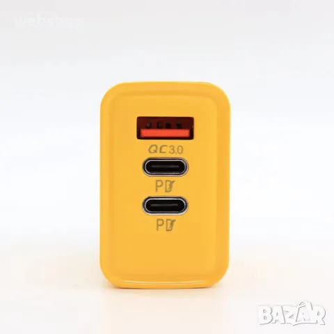 Зарядно за телефон (65W), 1xUSB + 2xType-C / Адаптер за зареждане / Бързо зареждане за смартфон, снимка 3 - Оригинални зарядни - 49254349