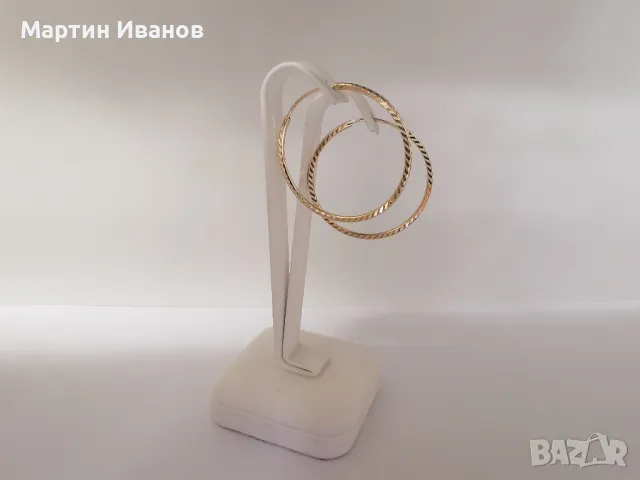 Златни обеци халки гравирани 1, снимка 3 - Обеци - 49648905