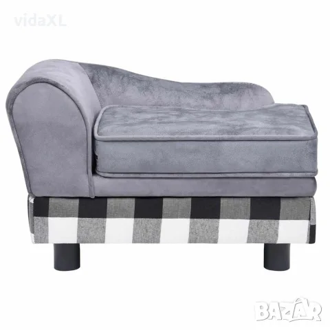 vidaXL Кучешки диван, сив, 57x34x36 см, плюш, снимка 4 - За кучета - 56146258