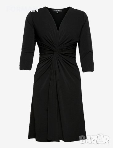СТИЛНА и ЕЛЕГАНТНА черна рокля с остро деколте и 7/8 дължина на ръкава , снимка 2 - Рокли - 42029038