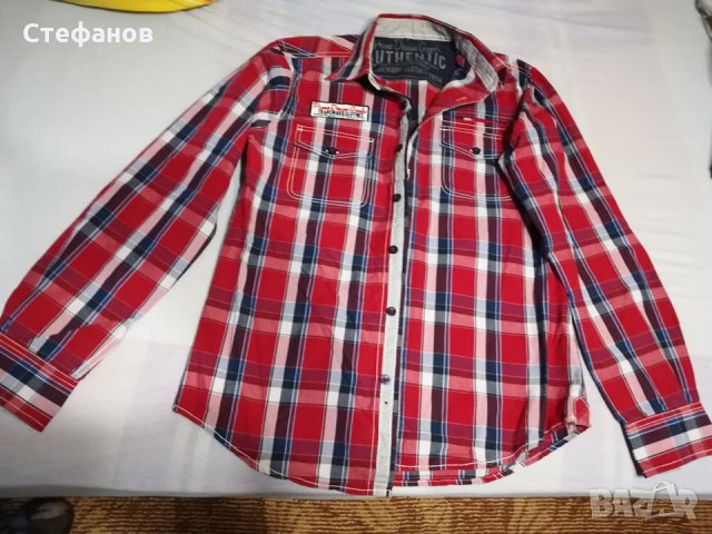 Мъжка риза в червено каре с дълъг ръкав, снимка 4 - Ризи - 35487065