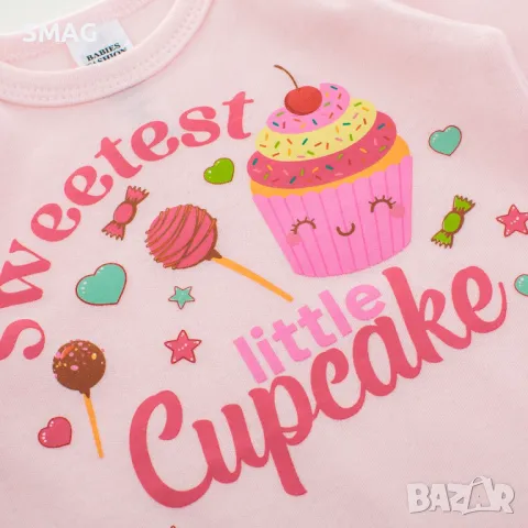 Бебешко памучно боди розово Cupcake Lollipops S_1245559, снимка 2 - Бодита за бебе - 49739947
