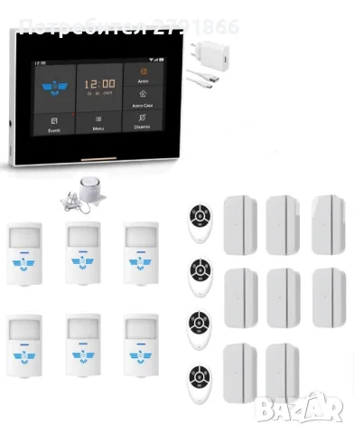 ИТАЛИАНСКА АЛАРМА - Безжична домашна аларма мод. MICRO TOUCH,WiFi аларма,Поддържа GSM и 4G SIM SMART, снимка 1